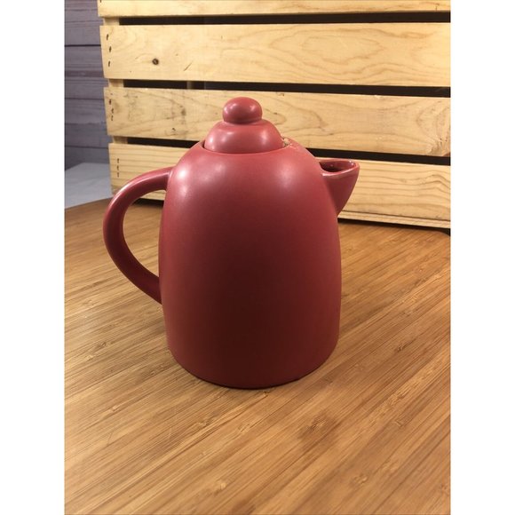 MSRF Inc. Design Studio Chicago Illinois Dark Orange Tangerine Teapot w/ Lid - Picture 4 of 7